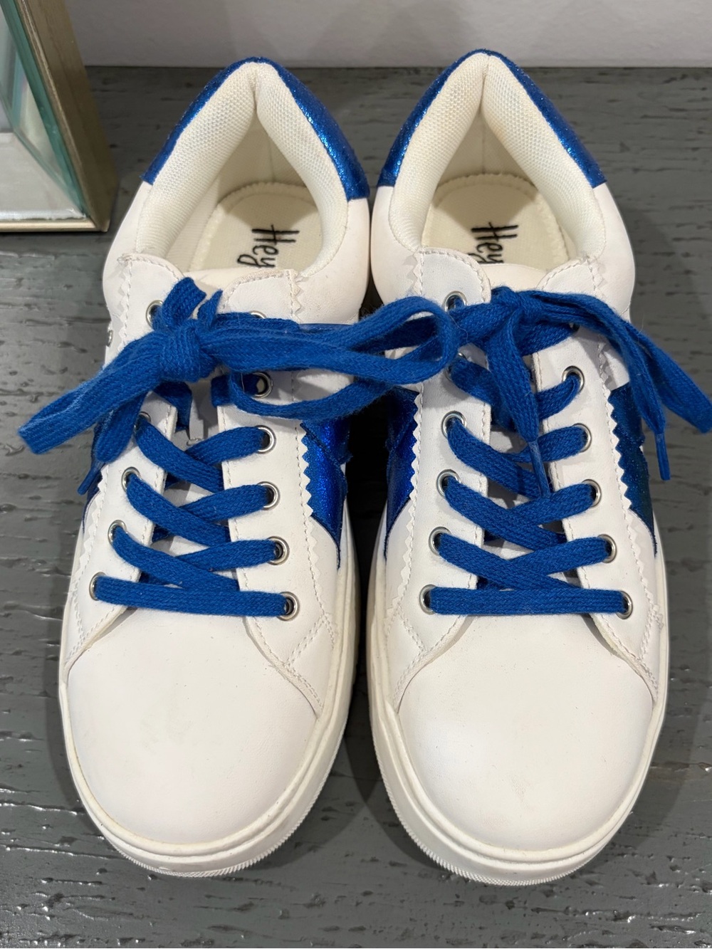 Corkys White and Royal Blue Lace-Up Sneakers